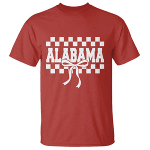 Alabama Fan T Shirt AL State Sport Coquette Bow Checkered Design Game Day TS11 Red Print Your Wear