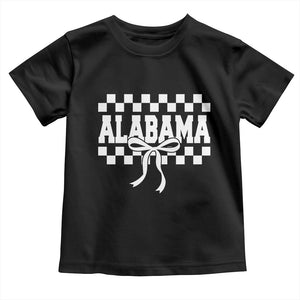 Alabama Fan Toddler T Shirt AL State Sport Coquette Bow Checkered Design Game Day TS11 Black Print Your Wear