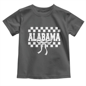 Alabama Fan Toddler T Shirt AL State Sport Coquette Bow Checkered Design Game Day TS11 Dark Heather Print Your Wear