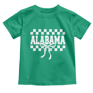Alabama Fan Toddler T Shirt AL State Sport Coquette Bow Checkered Design Game Day TS11 Irish Green Print Your Wear
