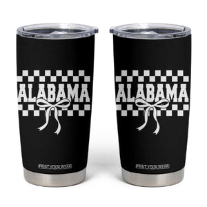 Alabama Fan Tumbler Cup AL State Sport Coquette Bow Checkered Design Game Day TS11 Black Print Your Wear