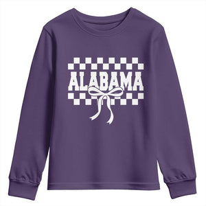 Alabama Fan Youth Sweatshirt AL State Sport Coquette Bow Checkered Design Game Day TS11 Purple Print Your Wear