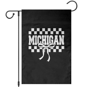 Michigan Fan Garden Flag MI State Sport Coquette Bow Checkered Design Game Day TS11 Black Print Your Wear