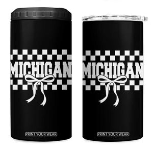Michigan Fan 4 in 1 Can Cooler Tumbler MI State Sport Coquette Bow Checkered Design Game Day TS11 One Size: 16 oz Black Print Your Wear