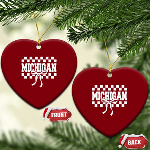 Michigan Fan Ceramic Ornament MI State Sport Coquette Bow Checkered Design Game Day TS11 Print Your Wear