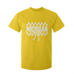 Michigan Fan T Shirt For Kid MI State Sport Coquette Bow Checkered Design Game Day TS11 Daisy Print Your Wear