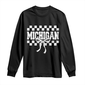 Michigan Fan Long Sleeve Shirt MI State Sport Coquette Bow Checkered Design Game Day TS11 Black Print Your Wear