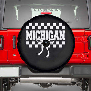Michigan Fan Spare Tire Cover MI State Sport Coquette Bow Checkered Design Game Day TS11 Black Print Your Wear