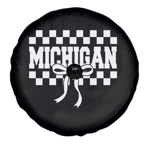 Michigan Fan Spare Tire Cover MI State Sport Coquette Bow Checkered Design Game Day TS11 Print Your Wear