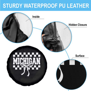 Michigan Fan Spare Tire Cover MI State Sport Coquette Bow Checkered Design Game Day TS11 Print Your Wear