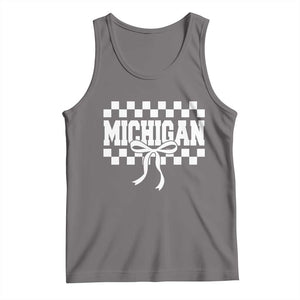 Michigan Fan Tank Top MI State Sport Coquette Bow Checkered Design Game Day TS11 Deep Heather Print Your Wear