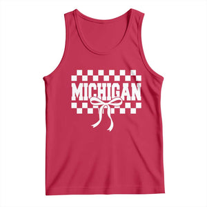 Michigan Fan Tank Top MI State Sport Coquette Bow Checkered Design Game Day TS11 Red Print Your Wear