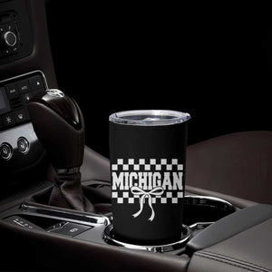 Michigan Fan Tumbler Cup MI State Sport Coquette Bow Checkered Design Game Day TS11 Print Your Wear