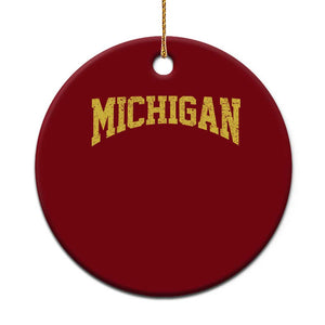 Michigan Fan Ceramic Ornament Yellow Bold Sport State Letters Game Day TS11 1pc Red Print Your Wear