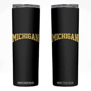 Michigan Fan Skinny Tumbler Yellow Bold Sport State Letters Game Day TS11 Black Print Your Wear