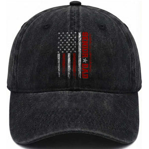 Senior Dad Washed Cotton Baseball Cap Graduate Proud Dad Class of 2025 Vintage American Flag TS11 Print Your Wear