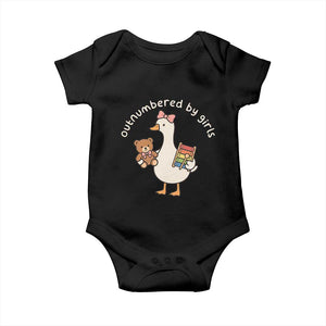Outnumbered By Girls Baby Onesie Funny Girl Dad Goose TS11 Black Print Your Wear