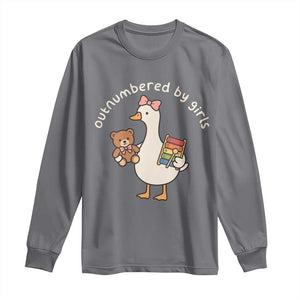 Outnumbered By Girls Long Sleeve Shirt Funny Girl Dad Goose TS11 Charcoal Print Your Wear