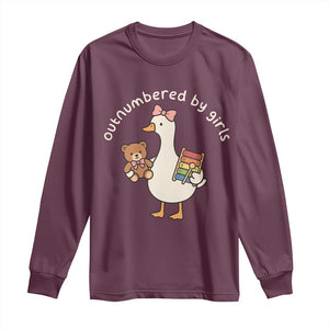 Outnumbered By Girls Long Sleeve Shirt Funny Girl Dad Goose TS11 Maroon Print Your Wear