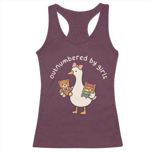 Outnumbered By Girls Racerback Tank Top Funny Girl Dad Goose TS11 Maroon Print Your Wear