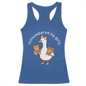 Outnumbered By Girls Racerback Tank Top Funny Girl Dad Goose TS11 Royal Blue Print Your Wear