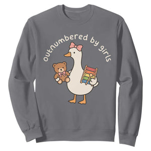 Outnumbered By Girls Sweatshirt Funny Girl Dad Goose TS11 Charcoal Print Your Wear