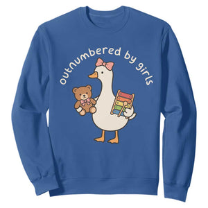 Outnumbered By Girls Sweatshirt Funny Girl Dad Goose TS11 Royal Blue Print Your Wear