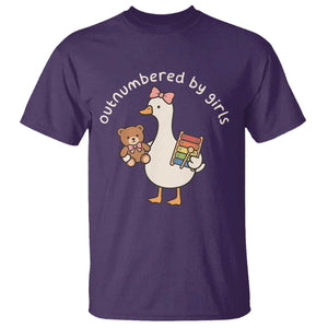Outnumbered By Girls T Shirt Funny Girl Dad Goose TS11 Purple Print Your Wear