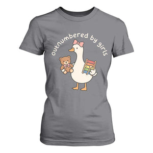 Outnumbered By Girls T Shirt For Women Funny Girl Dad Goose TS11 Charcoal Print Your Wear