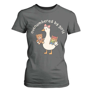 Outnumbered By Girls T Shirt For Women Funny Girl Dad Goose TS11 Dark Heather Print Your Wear