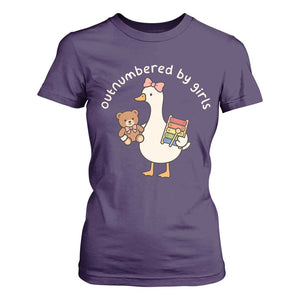 Outnumbered By Girls T Shirt For Women Funny Girl Dad Goose TS11 Purple Print Your Wear