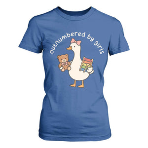 Outnumbered By Girls T Shirt For Women Funny Girl Dad Goose TS11 Royal Blue Print Your Wear