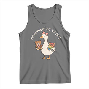 Outnumbered By Girls Tank Top Funny Girl Dad Goose TS11 Black Heather Print Your Wear
