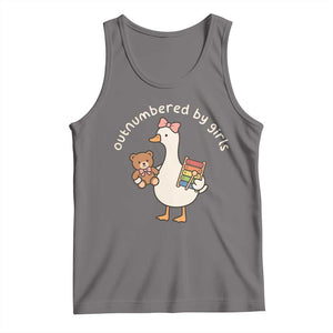 Outnumbered By Girls Tank Top Funny Girl Dad Goose TS11 Deep Heather Print Your Wear