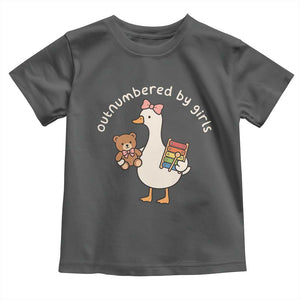 Outnumbered By Girls Toddler T Shirt Funny Girl Dad Goose TS11 Dark Heather Print Your Wear