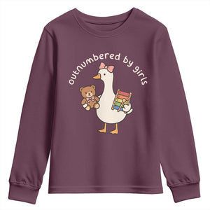 Outnumbered By Girls Youth Sweatshirt Funny Girl Dad Goose TS11 Maroon Print Your Wear