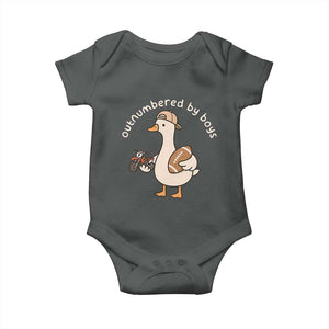 Outnumbered By Boys Funny Mom Goose Baby Onesie TS11 Dark Heather Print Your Wear