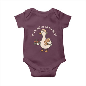 Outnumbered By Boys Funny Mom Goose Baby Onesie TS11 Maroon Print Your Wear