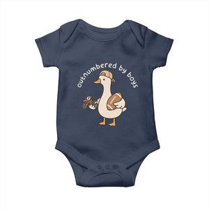 Outnumbered By Boys Funny Mom Goose Baby Onesie TS11 Navy Print Your Wear