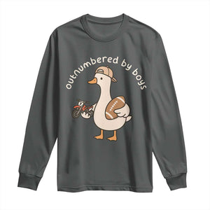 Outnumbered By Boys Funny Mom Goose Long Sleeve Shirt TS11 Dark Heather Print Your Wear