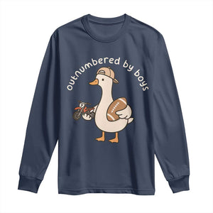 Outnumbered By Boys Funny Mom Goose Long Sleeve Shirt TS11 Navy Print Your Wear