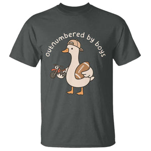 Outnumbered By Boys Funny Mom Goose T Shirt TS11 Dark Heather Print Your Wear