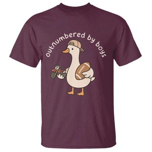 Outnumbered By Boys Funny Mom Goose T Shirt TS11 Maroon Print Your Wear
