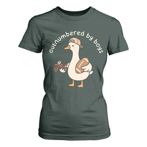 Outnumbered By Boys Funny Mom Goose T Shirt For Women TS11 Dark Forest Green Print Your Wear