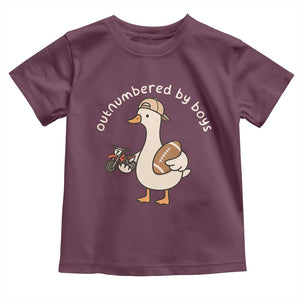 Outnumbered By Boys Funny Mom Goose Toddler T Shirt TS11 Maroon Print Your Wear