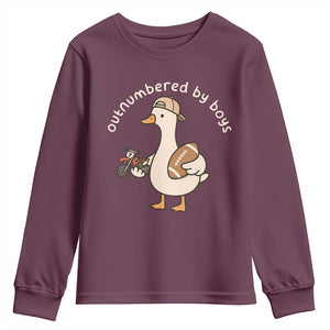 Outnumbered By Boys Funny Mom Goose Youth Sweatshirt TS11 Maroon Print Your Wear