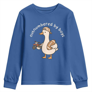 Outnumbered By Boys Funny Mom Goose Youth Sweatshirt TS11 Royal Blue Print Your Wear