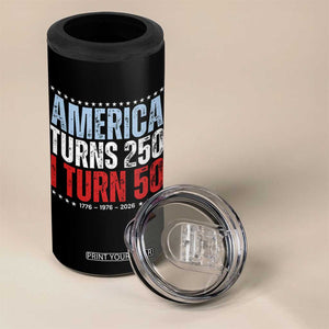 America Turns 250 I Turn 50 4 in 1 Can Cooler Tumbler 50th Birthday 250th Anniversary USA Vintage 1976 TS11 Print Your Wear