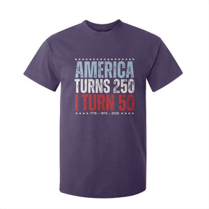 America Turns 250 I Turn 50 T Shirt For Kid 50th Birthday 250th Anniversary USA Vintage 1976 TS11 Purple Print Your Wear