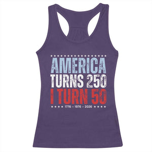 America Turns 250 I Turn 50 Racerback Tank Top 50th Birthday 250th Anniversary USA Vintage 1976 TS11 Purple Print Your Wear
